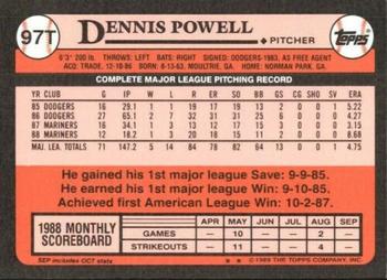 1989 Topps Traded - Limited Edition (Tiffany) #97T Dennis Powell Back
