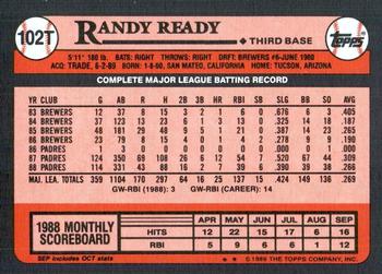 1989 Topps Traded - Limited Edition (Tiffany) #102T Randy Ready Back