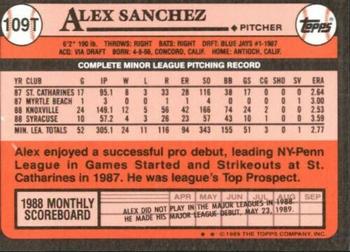 1989 Topps Traded - Limited Edition (Tiffany) #109T Alex Sanchez Back