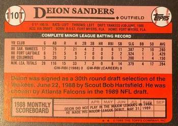 1989 Topps Traded - Limited Edition (Tiffany) #110T Deion Sanders Back