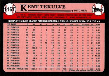 1989 Topps Traded - Limited Edition (Tiffany) #116T Kent Tekulve Back