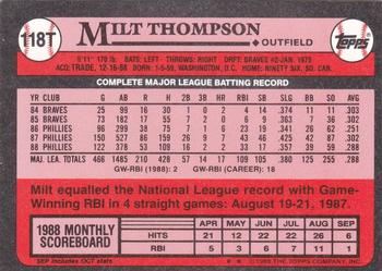 1989 Topps Traded - Limited Edition (Tiffany) #118T Milt Thompson Back