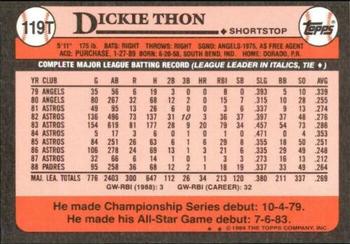 1989 Topps Traded - Limited Edition (Tiffany) #119T Dickie Thon Back