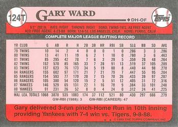 1989 Topps Traded - Limited Edition (Tiffany) #124T Gary Ward Back