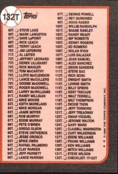 1989 Topps Traded - Limited Edition (Tiffany) #132T Checklist: 1T-132T Back