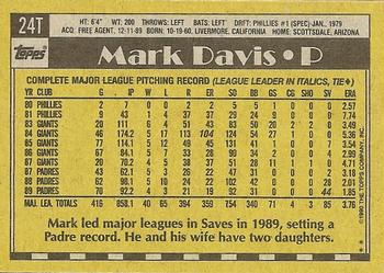 1990 Topps Traded - Limited Edition (Tiffany) #24T Mark Davis Back