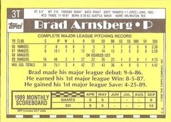 1990 Topps Traded - Limited Edition (Tiffany) #3T Brad Arnsberg Back