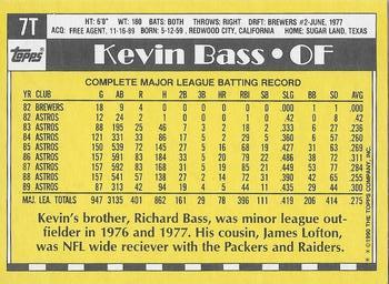 1990 Topps Traded - Limited Edition (Tiffany) #7T Kevin Bass Back