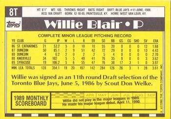 1990 Topps Traded - Limited Edition (Tiffany) #8T Willie Blair Back