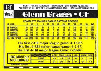 1990 Topps Traded - Limited Edition (Tiffany) #13T Glenn Braggs Back
