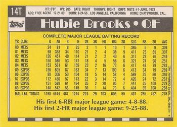 1990 Topps Traded - Limited Edition (Tiffany) #14T Hubie Brooks Back