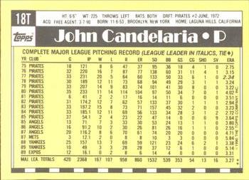 1990 Topps Traded - Limited Edition (Tiffany) #18T John Candelaria Back