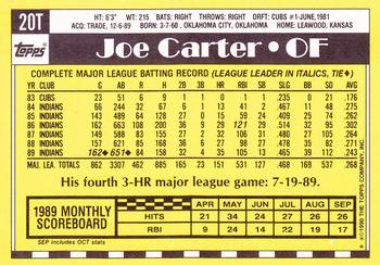 1990 Topps Traded - Limited Edition (Tiffany) #20T Joe Carter Back