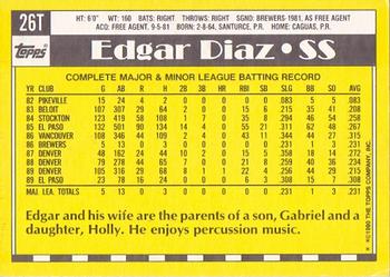1990 Topps Traded - Limited Edition (Tiffany) #26T Edgar Diaz Back