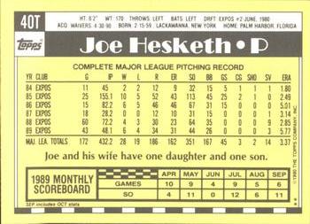1990 Topps Traded - Limited Edition (Tiffany) #40T Joe Hesketh Back