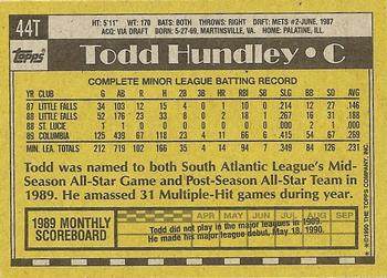 1990 Topps Traded - Limited Edition (Tiffany) #44T Todd Hundley Back