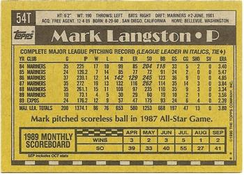1990 Topps Traded - Limited Edition (Tiffany) #54T Mark Langston Back