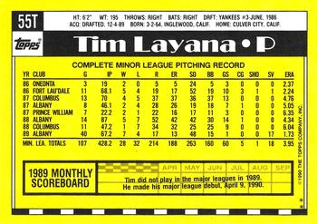 1990 Topps Traded - Limited Edition (Tiffany) #55T Tim Layana Back