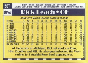 1990 Topps Traded - Limited Edition (Tiffany) #56T Rick Leach Back