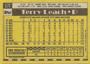 1990 Topps Traded - Limited Edition (Tiffany) #57T Terry Leach Back