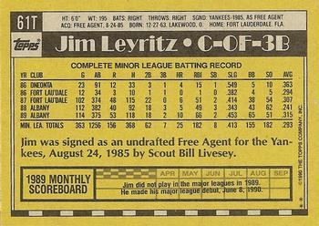 1990 Topps Traded - Limited Edition (Tiffany) #61T Jim Leyritz Back