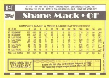 1990 Topps Traded - Limited Edition (Tiffany) #64T Shane Mack Back