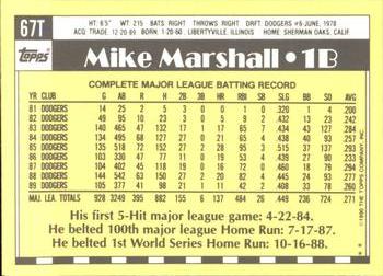 1990 Topps Traded - Limited Edition (Tiffany) #67T Mike Marshall Back