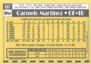 1990 Topps Traded - Limited Edition (Tiffany) #68T Carmelo Martinez Back