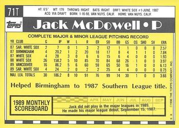 1990 Topps Traded - Limited Edition (Tiffany) #71T Jack McDowell Back