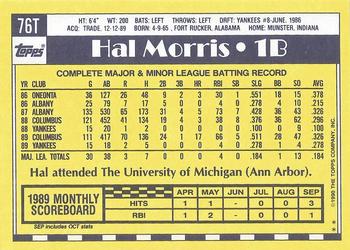 1990 Topps Traded - Limited Edition (Tiffany) #76T Hal Morris Back