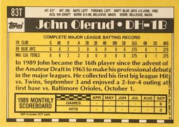 1990 Topps Traded - Limited Edition (Tiffany) #83T John Olerud Back