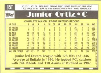 1990 Topps Traded - Limited Edition (Tiffany) #85T Junior Ortiz Back