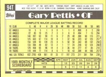 1990 Topps Traded - Limited Edition (Tiffany) #94T Gary Pettis Back