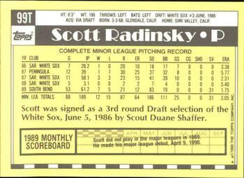 1990 Topps Traded - Limited Edition (Tiffany) #99T Scott Radinsky Back