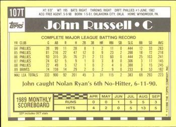 1990 Topps Traded - Limited Edition (Tiffany) #107T John Russell Back