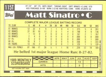 1990 Topps Traded - Limited Edition (Tiffany) #115T Matt Sinatro Back