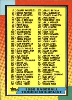 1990 Topps Traded - Limited Edition (Tiffany) #132T Checklist: 1T-132T Front