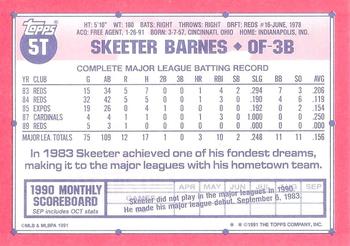 1991 Topps Traded - Limited Edition (Tiffany) #5T Skeeter Barnes Back