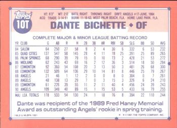 1991 Topps Traded - Limited Edition (Tiffany) #10T Dante Bichette Back