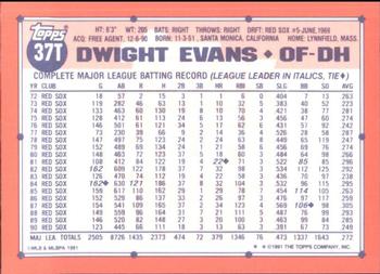 1991 Topps Traded - Limited Edition (Tiffany) #37T Dwight Evans Back