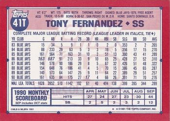 1991 Topps Traded - Limited Edition (Tiffany) #41T Tony Fernandez Back
