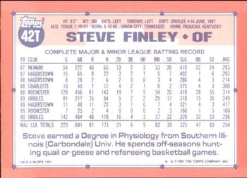 1991 Topps Traded - Limited Edition (Tiffany) #42T Steve Finley Back