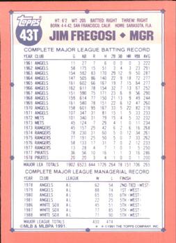 1991 Topps Traded - Limited Edition (Tiffany) #43T Jim Fregosi Back