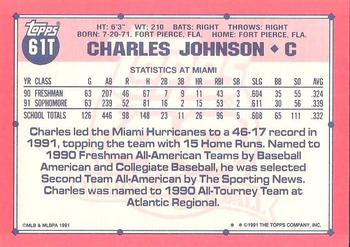 1991 Topps Traded - Limited Edition (Tiffany) #61T Charles Johnson Back
