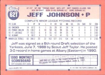 1991 Topps Traded - Limited Edition (Tiffany) #62T Jeff Johnson Back