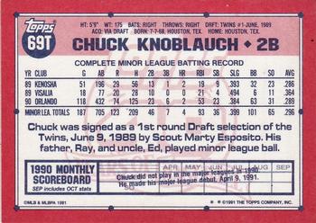 1991 Topps Traded - Limited Edition (Tiffany) #69T Chuck Knoblauch Back