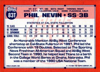 1991 Topps Traded - Limited Edition (Tiffany) #83T Phil Nevin Back