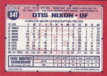 1991 Topps Traded - Limited Edition (Tiffany) #84T Otis Nixon Back
