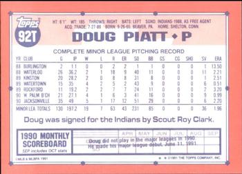 1991 Topps Traded - Limited Edition (Tiffany) #92T Doug Piatt Back