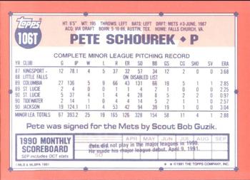 1991 Topps Traded - Limited Edition (Tiffany) #106T Pete Schourek Back